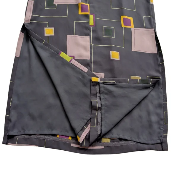 Maggy London Purple Pink Yellow Sleeveless Geometric Maxi Dress Size 8 - Picture 6 of 11